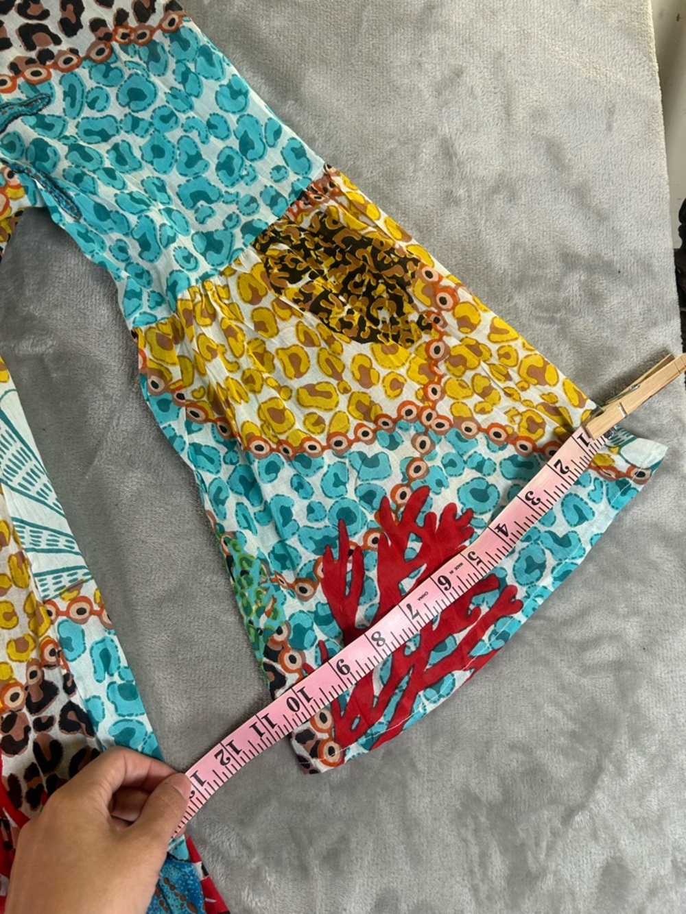 Dotti Aqua and Yellow Mixed-Print V-Neck Tunic with Tassel Tie swim cover - Picture 10 of 11